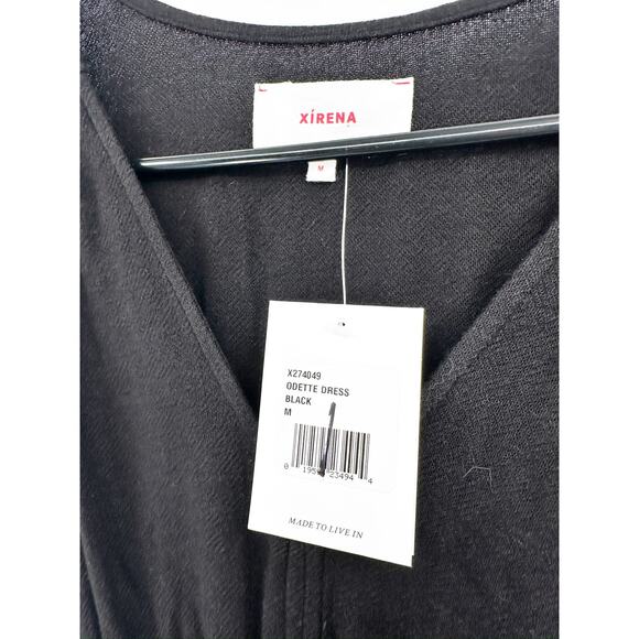 Xirena Odette Black V-Neck Long Sleeve A-Line Midi Dress Size Medium NWT - Picture 4 of 6